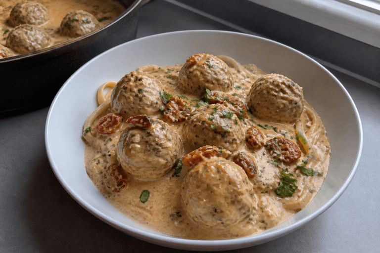 Marry me chicken meatballs in creamy parmesan sauce