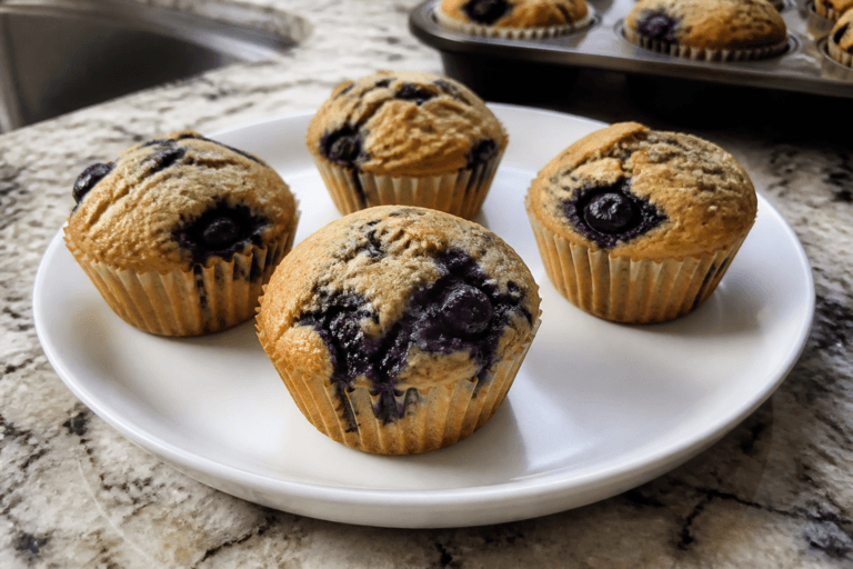 Healthy greek yogurt blueberry protein muffins