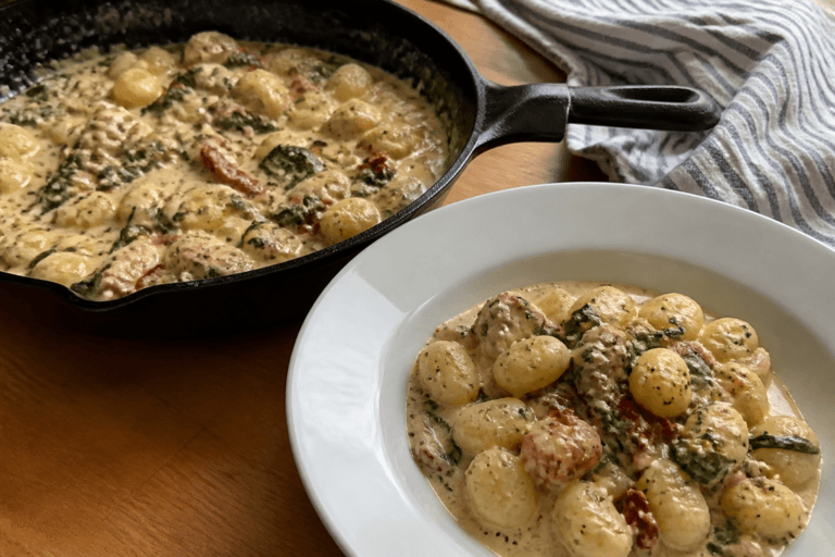 Creamy tuscan chicken gnocchi skillet – a rich one pan dinner