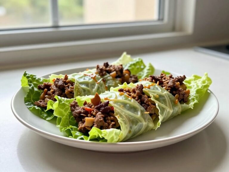 Asian-style ground beef lettuce wraps – a quick, flavorful weeknight meal