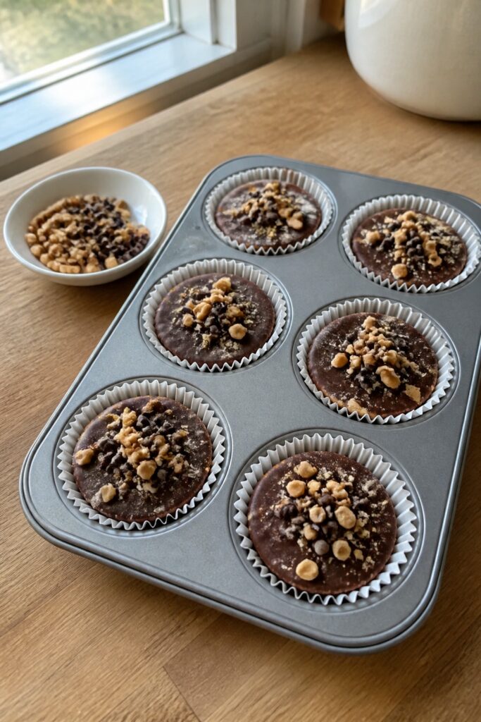 Chocolate Peanut Butter Greek Yogurt Cups - Easy No-Bake Snack Cups 1 Same recipe photoshoot, same home kitchen, same natural window light, same smartphone camera style,