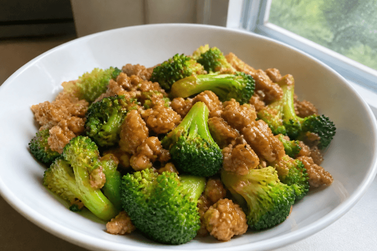Ground chicken teriyaki stir fry with broccoli – an easy weeknight dinner