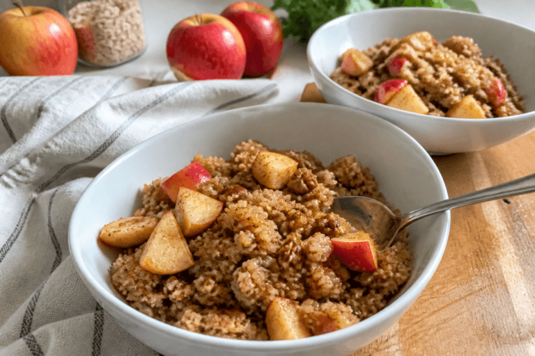 Apple cinnamon quinoa breakfast bowl – a warm, cozy morning meal