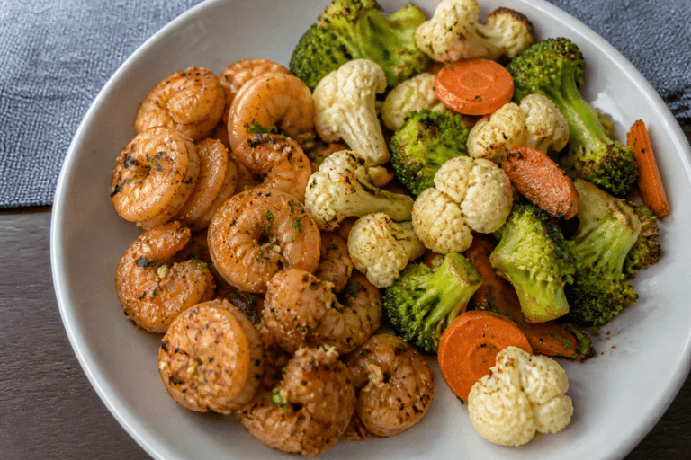 Honey garlic shrimp with roasted vegetables – a quick, flavorful dinner